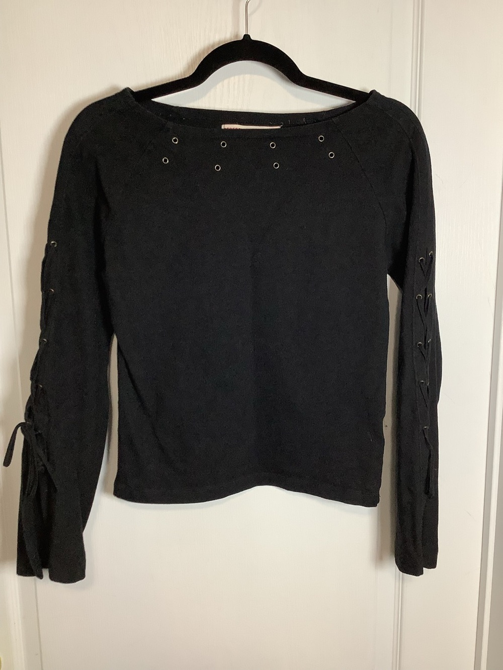 Y2K Streetwear Society Black Lace-Up Long Sleeve Women's Top